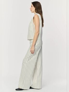 Warp And Weft Relaxed Wide Leg Striped Jeans
